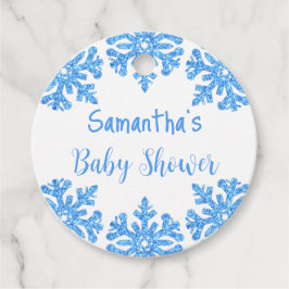 Blue Snowflake Winter Boy Baby shower Bedankjes Labels