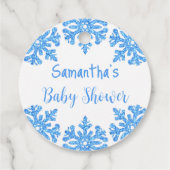 Blue Snowflake Winter Boy Baby shower Bedankjes Labels (Achterkant)