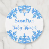 Blue Snowflake Winter Boy Baby shower Bedankjes Labels (Voorkant)