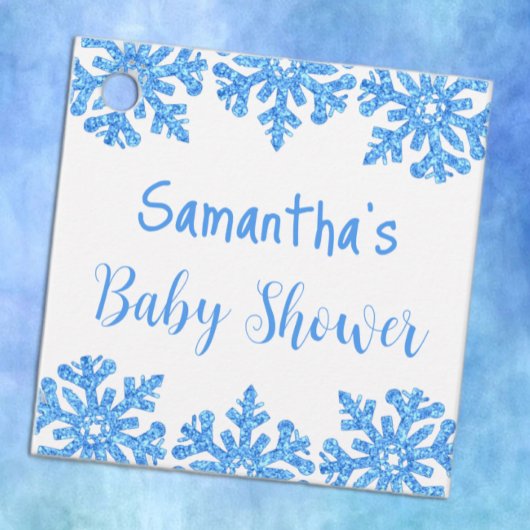 Blue Snowflake Winter Boy Baby shower Bedankjes Labels