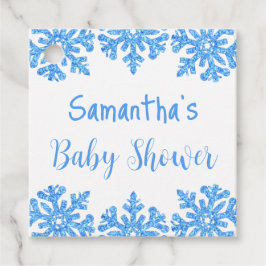 Blue Snowflake Winter Boy Baby shower Bedankjes Labels
