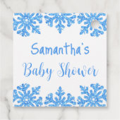 Blue Snowflake Winter Boy Baby shower Bedankjes Labels (Achterkant)
