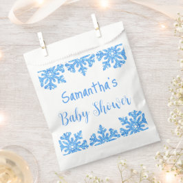 Blue Snowflake Winter Boy Baby shower Bedankzakje
