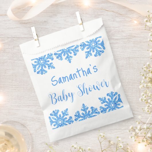 Blue Snowflake Winter Boy Baby shower Bedankzakje (Geknipt)