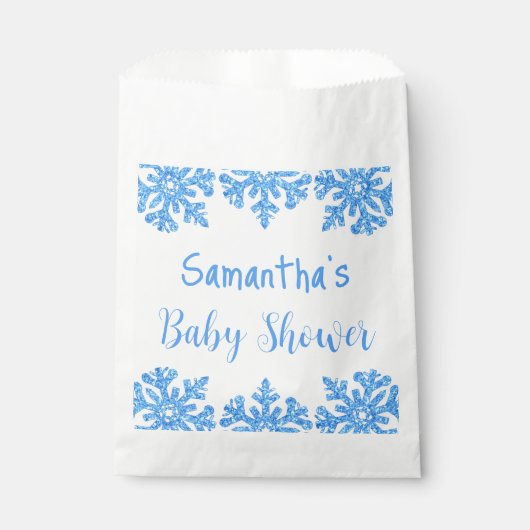 Blue Snowflake Winter Boy Baby shower Bedankzakje (Voorkant)