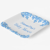 Blue Snowflake Winter Boy Baby shower Papieren Bordje (Gebogen)