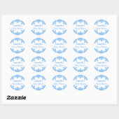 Blue Snowflake Winter Boy Baby shower Ronde Sticker (Vel)