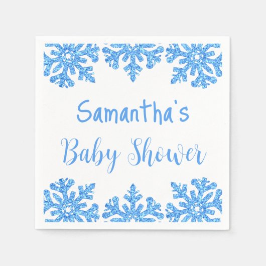 Blue Snowflake Winter Boy Baby shower Servet (Voorkant)