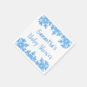 Blue Snowflake Winter Boy Baby shower Servet (Hoek)