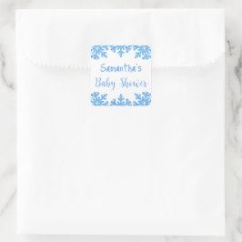 Blue Snowflake Winter Boy Baby shower Vierkante Sticker