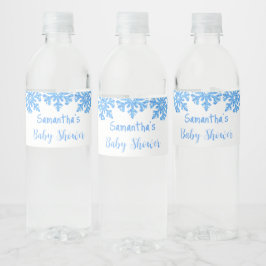 Blue Snowflake Winter Boy Baby shower Waterfles Etiket