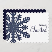 Blue Snowflake Winter Dinner Party Uitnodiging 1 (Voorkant / Achterkant)