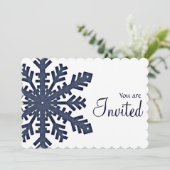 Blue Snowflake Winter Dinner Party Uitnodiging 1 (Staand voorkant)