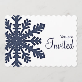 Blue Snowflake Winter Dinner Party Uitnodiging 1