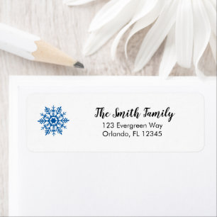 Blue Snowflake Winter Etiket