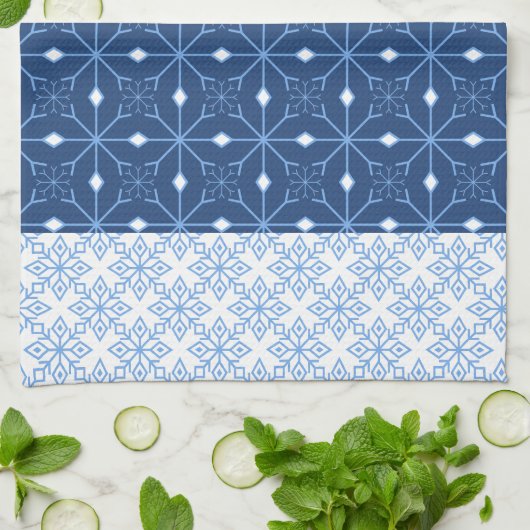 Blue Snowflake Winter Kitchen Towel Theedoek (Gevouwen)