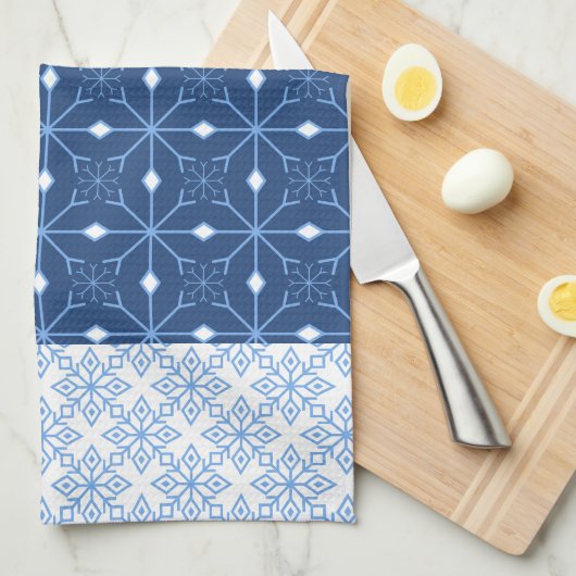 Blue Snowflake Winter Kitchen Towel Theedoek (Quarter Fold)