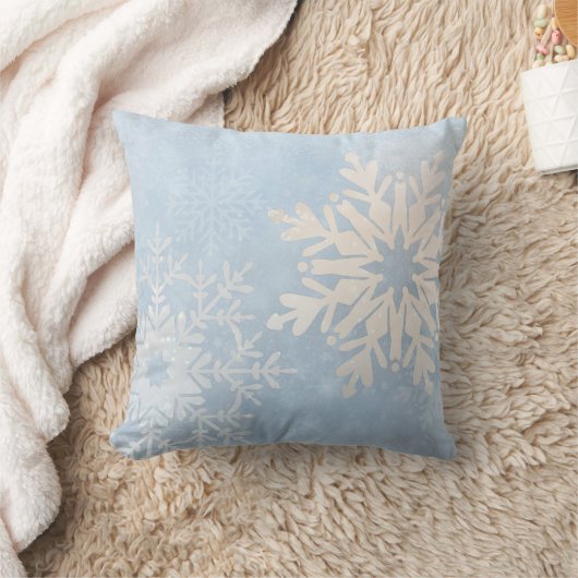 Blue Snowflake Winter Sierkussen (Deken)