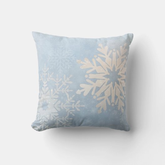 Blue Snowflake Winter Sierkussen (Voorkant)