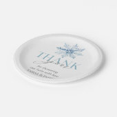 Blue Snowflake Winter Vakantiepapier Borden Papieren Bordje (Gekanteld)