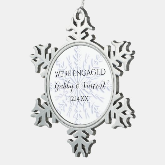 Blue Snowflake Winter Verloving Tin Sneeuwvlok Ornament (Rechts)