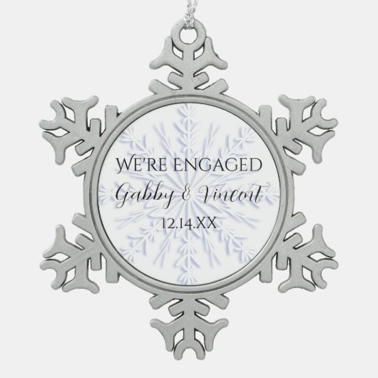 Blue Snowflake Winter Verloving Tin Sneeuwvlok Ornament (Voorkant)