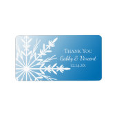 Blue Snowflake Winter Weddenschap Etiket (Voorkant)