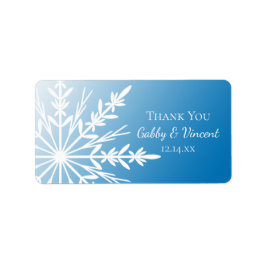 Blue Snowflake Winter Weddenschap Etiket