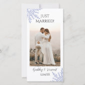 Blue Snowflake Winter Weddenschap net getrouwd Aankondiging (Voorkant)