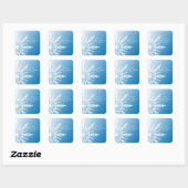 Blue Snowflake Winter Weddenschap Vierkante Sticker (Vel)