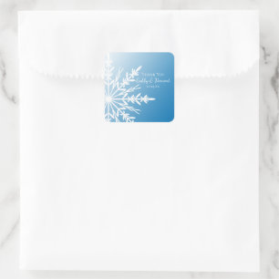Blue Snowflake Winter Weddenschap Vierkante Sticker