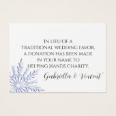 Blue Snowflake Winter Wedding Charity Favor Visitekaartjes (Voorkant)