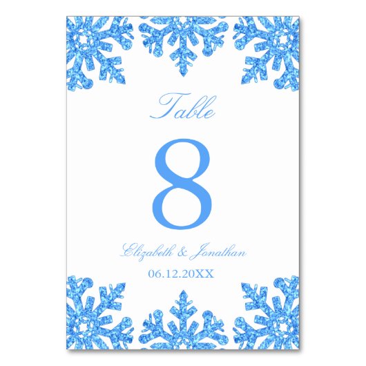 Blue Snowflake Winter Wedding Kaart (Achterkant)