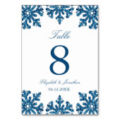 Blue Snowflake Winter Wedding Kaart (Achterkant)