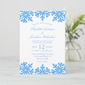 Blue Snowflake Winter Wedding Kaart (Staand voorkant)