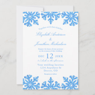 Blue Snowflake Winter Wedding Kaart