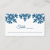 Blue Snowflake Winter Wedding Plaatskaartje (Voorkant)
