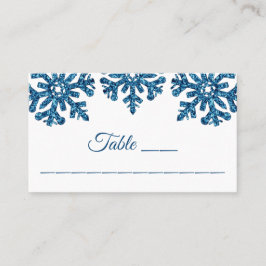 Blue Snowflake Winter Wedding Plaatskaartje