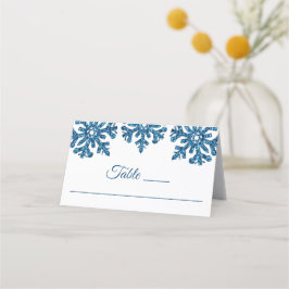 Blue Snowflake Winter Wedding Plaatskaartje