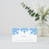 Blue Snowflake Winter Wedding Plaatskaartje (Staand voorkant)