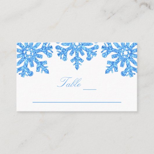 Blue Snowflake Winter Wedding Plaatskaartje (Voorkant)