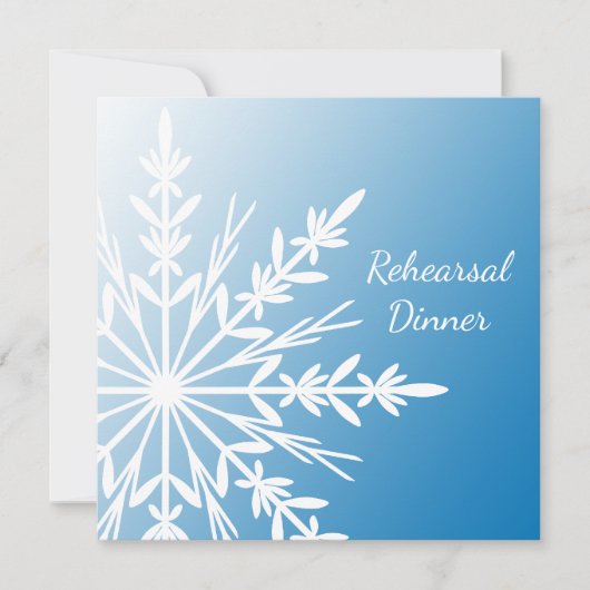 Blue Snowflake Winter Wedding Rehearsal Dinner Kaart (Voorkant)