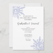 Blue Snowflake Winter Wedding Rehearsal Dinner Kaart (Voorkant)