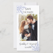 Blue Snowflake Winter Wedding Save the Date (Voorkant)