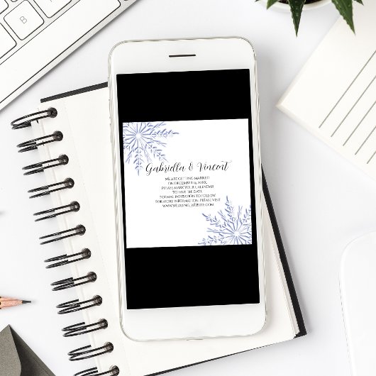 Blue Snowflake Winter Wedding Save the Date