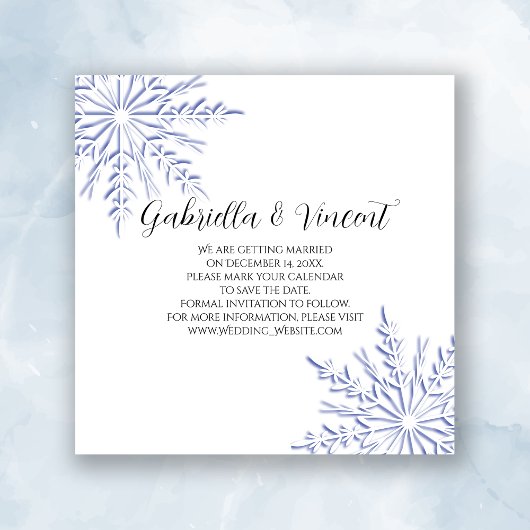 Blue Snowflake Winter Wedding Save the Date