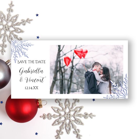 Blue Snowflake Winter Wedding Save the Date
