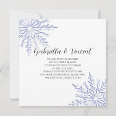 Blue Snowflake Winter Wedding Save the Date (Voorkant)