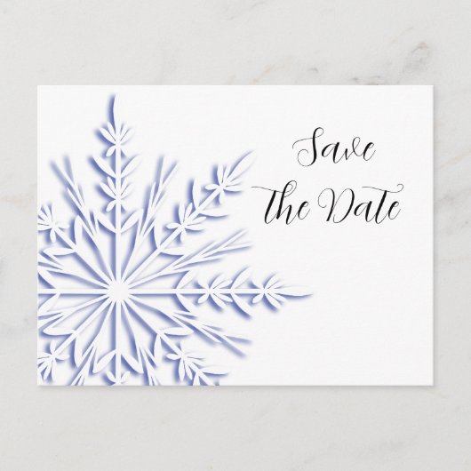 Blue Snowflake Winter Wedding Save the Date Aankondigingskaart (Voorkant)