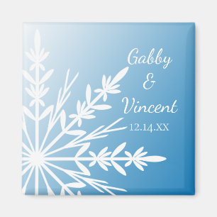 Blue Snowflake Winter Wedding Save the Date Magneet